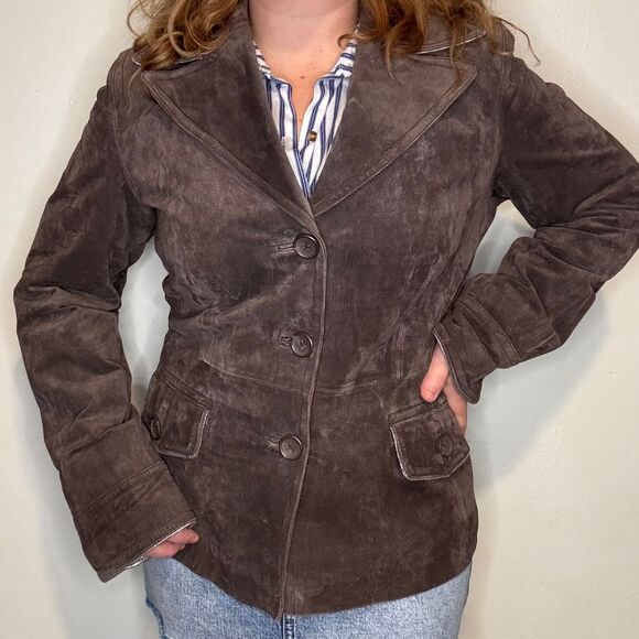Terry Lewis Jackets & Blazers - Terry Lewis Classic Luxuries Women's Genuine Leather Brown Coat Medium Metallic